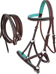 CHALLENGER Horse Western Leather Pink Padded Bitless Sidepull Bridle w/Reins 77RS32