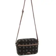 Pierre Cardin Women's Canvas/Leather Trim Square Shoulder Crossbody Bag Black