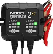 NOCO GENIUS2X2, 2-Bank 4A (2A/Bank) Smart Charger, 6V and 12V Car Battery Charger, Battery Maintainer, Trickle Charger and Desulfator for Automotive, Motorcycle, Motorbike, AGM and Lithium Batteries