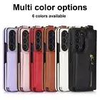 For Samsung Galaxy Z Fold6 5 Fold4 Fold3 Card Holder Zipper Wallet Case + Ring