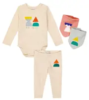 [Bobo Choses] Bobo Choses Baby Funny Friends cotton-blend bodysuit, leggings, and scarves set M 3 beige