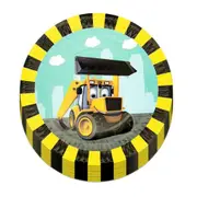 10Pcs 7 Inches Plates Construction Truck Excavator Theme Party Supplies Tableware Birthday Decoration