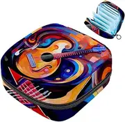 Period Bag,Sanitary Napkin Storage Bag,Abstract Art Music Notes Guitar,Tampon Holder for Purse