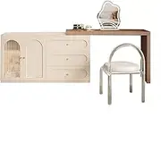 Large Dressing Table,Acrylic Transparent Drawer Design Dust-proofs Cosmetics Partition Storage Drawer Silent Slide Rails Bedroom Dressing Set(160cmx40x75cm)