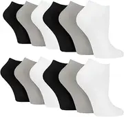 [SOCKSVILLE] Men’s 6/12 Pairs Cotton Trainer Low Cut White/Black/Grey Ankle Socks | Indoor/Outdoor Sports, Run, Walk, Athletic Wear, Home Workouts | Everyday Casual | Soft, Durable & Quick Drying | Size 6-11