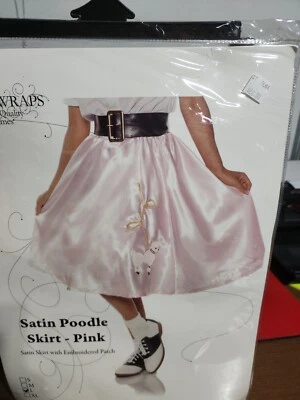 XX 29498 Satin Poodle Skirt 1950s Sock Hop Pink Costume Underwraps