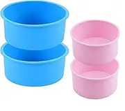 4 Pcs Silicone Cake Tins for Baking, Round Cake Moulds, Extra Thick Nonstick Leakproof Deep Cheesecake Pans, Layer Baking Pans Cake Tins Set for Birthday Wedding Tier Cake (6+8 inch)