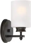 Phoebe 8" Modern 1-Light Wall Sconce/Vanity Light + Frosted Seeded Glass Shade,