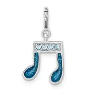 Sterling Silver Preciosa Crystal & Blue Enamel Music Note Charm