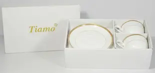 Tiamo 堤亞摩咖啡生活館【HG3219】TIAMO 骨瓷咖啡杯盤組 (二杯二盤) 200ml