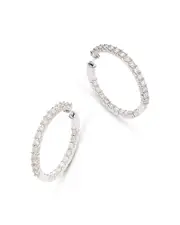 Bloomingdale's Fine Collection Diamond Inside Out Hoop Earrings in 14K White Gold, 5.0 tcw