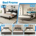 Wooden Bed Frame Queen Double Size Mattress Base LED Lights Headboard Platform