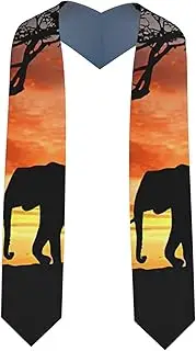 [EdWal] African Elephant print Graduation Stole and Sash Class for Unisex Adult Honor Stole Honor Stole of 2025