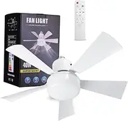 Socket Fan Light, Small Ceiling Fans with Lights and Remote, Super Bright, 1800 Lumens, Dimmable Screw in LED Light Bulb for Bedroom, Kitchen, Living Room