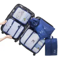在飛比找momo購物網優惠-出國旅遊 衣物收納袋 行李箱分類收納包 旅行鞋袋化妝包(7件