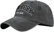 [YULOONG] Vintage Baseball Cap Embroidery New York Washed Denim Trucker Cap 100% Cotton Sun Hat for Men Women Adjustable