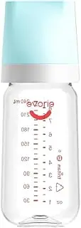 Evorie Tritan Baby Feeding Bottle & Teat for Milk Formula - Crystal-Clear, Wide Neck & Anti-Colic - 240ml (Blue, 1-Pack)