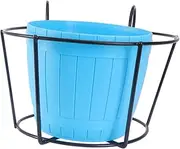 Totority 1Set Creative Hanging Flowerpot with Rack for Balcony and Home Decoration Sturdy Railing Planter Baskets for Plants Bright Color Design Baskets Random