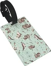 Jbyjbx Otters Print Suitcase Tag Luggage Labels Leather Luggage Bag Case Tags,Travel Accessories Tags Set