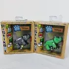 Set of 2 Safari Pets Zing Stikbots Poseable Animal Figures Green & Gray Hippos