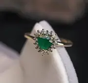 1.45 Ct Heart Shape Natural Emerald Diamond Proposal Ring 14K solid White gold