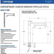 Waterstone 3400 Contemporary Counter Mounted Pot Filler Faucet Tuscan Brass