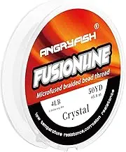 ANGRYFISH Fusionline,0.005 in/0.12 mm Diameter Micro-Fused Braided Thread,Break Strength 4 lb,50 Yard Spool, Crystal Color,Super Strong Stringing Material for Bracelet,Jewelry Making and Bead Weaving