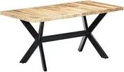 Dining Table 160x80x75 cm Solid Rough Mango Wood,Industrial Mango Wood Dining Table Large, Sturdy, Dining Table