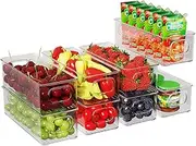 Fridge Organiser Set of 8, Stackable Storage Box, Small Refrigerator Organizer Bins with Handles for Kitchen, Freezer, Pantry, Cupboards - Clear BPA-Free Storage Container