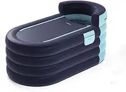 TOMVAES Inflatable Bathtub with Rechargeable Inflation Pump,140cm Comfortable Stall Soaking Bath Tub,Foldable Portable Free-Standing Blow Up Bathtub,3 Layer Hot Tub Spa Bucket for Adult Spa