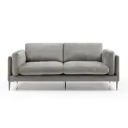 Design Square Fabric 3-Seater Sofa Lounge Couch Padded Cushion Metal Legs Grey