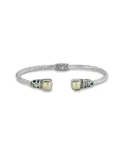 Samuel B. 18K & Silver 11.35 ct. tw. Abalone Hammered Bangle Bracelet