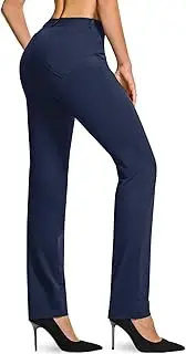 TSLA Women's Yoga Dress Pants Wrinkle Free Stretchy Work Slacks Business Casual Straight Leg/Bootcut Pull on Trousers w 4 Pockets