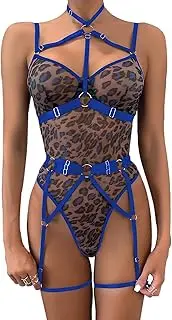 [generic] Women's Sexy Sheer Mesh Bodysuit, Lingerie Sexy Set with Garter Sleepwear Thong Sexy Negligee Bra with Underwire Jumpsuit Lingerie Negligee Babydoll Lingerie