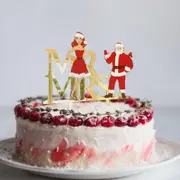 Acrylic Gold Mirror 'Mr and Mrs' Christmas Cake Topper