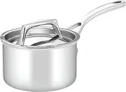 Essteele Per Sempre 14cm Clad Stainless Steel Saucepan with Lid, Polished Finish, Induction, Gas and Electric Compatible, Oven Safe up to 240C, Silver