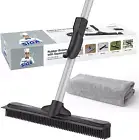 Pet Hair Removal Rubber Broom with Built in Squeegee, 3 in 1 Floor Brush for Car