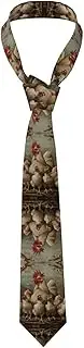 [CADREWY] A Brood Of Chickens Print Soft Men Necktie Classic Tie For Weddings And Special Occasions Ties Business, Black