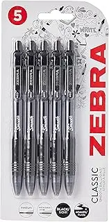 Zebra 2438 Z-Grip Smooth Retractable Ballpoint Pen - Black (Pack of 5)