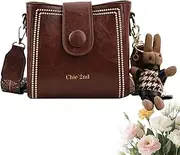 [Generic] Bootara Bucket Bag, Bootara Women's Vintage Bunny Charm Bucket Bag, with Adjustable Wide Shoulder Strap