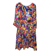Mister Zimi Arabella Dress 14 Tiered Dropped Waist Vintage Paisley Print NEW