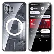 GIOPUEY Magnetic Mobile Phone Case for Nothing Phone 2 Case, Case Compatible with MagSafe, Transparent PC Back + TPU Bumper Shockproof Protective Case - Clear