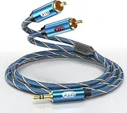 EMK 2RCA Cable Jack 3.5mm to 2 RCA Audio Aux Cable Nylon Braided Male to 2rca Cables AUX Cord for Smartphone, Amplifier, Speaker, Subwoofer, TV, Car Stereo (5meters)