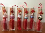 Ceramic Maneki-neko cat Lucky cat Hanging Pendant Feng Shui Remedy–Brand new X 2