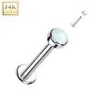 Piercing Labret Ear White Gold 14 Carat Screw Inner Opaline