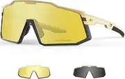 LECAGE Photochromic Cycling Glasses Men Women Night Vision Light Enhanced Sport Sunglasses with Myopia Frame Bike Glasses for Cycling Running Driving Fishing Baseball Golf