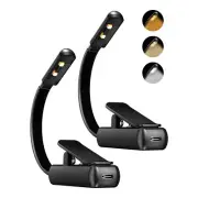 2 Pack Book Light 3 Color & Stepless Dimming Brightness, to 60 Hours8915