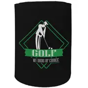 Alcohol Stubby Holder - Drug Of Choice Golf Golfing - Funny Novelty Birthday Gift Joke Beer Can Bottle