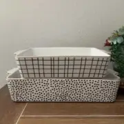 2pc New Thyme & Table Rectangle Baker Set Dots & Gridlines