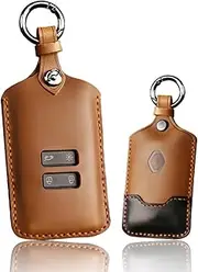 Ontto Leather Car Key Case fit for Renault Koleos Kadjar Talisman Captur Espace Clio Megane Key fob Cover Keyring Remote Key Holder Keychain Key shel lKey Protective Accessories Brown